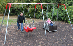 2 Bay ADA Swing with wheelchair platform and seat